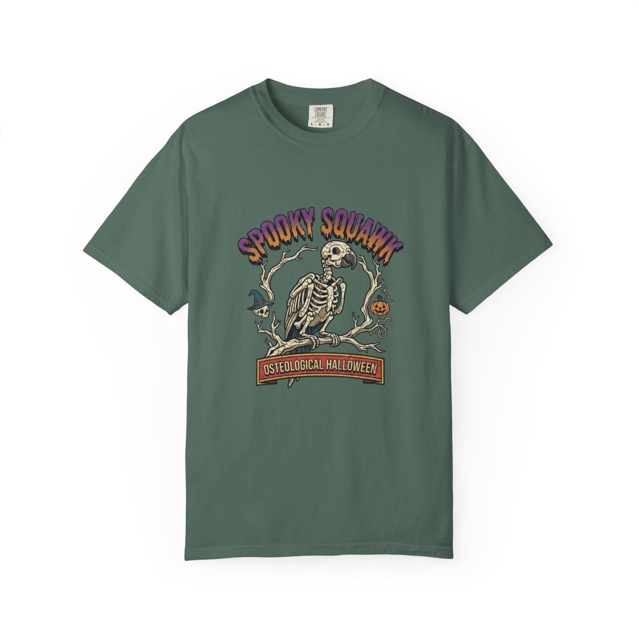 Spooky Squawk Halloween Shirt, Osteological Halloween Parrot Tee, Funny Bird Skeleton Gift, Bird Lover Apparel, Gothic Parrot Anatomy