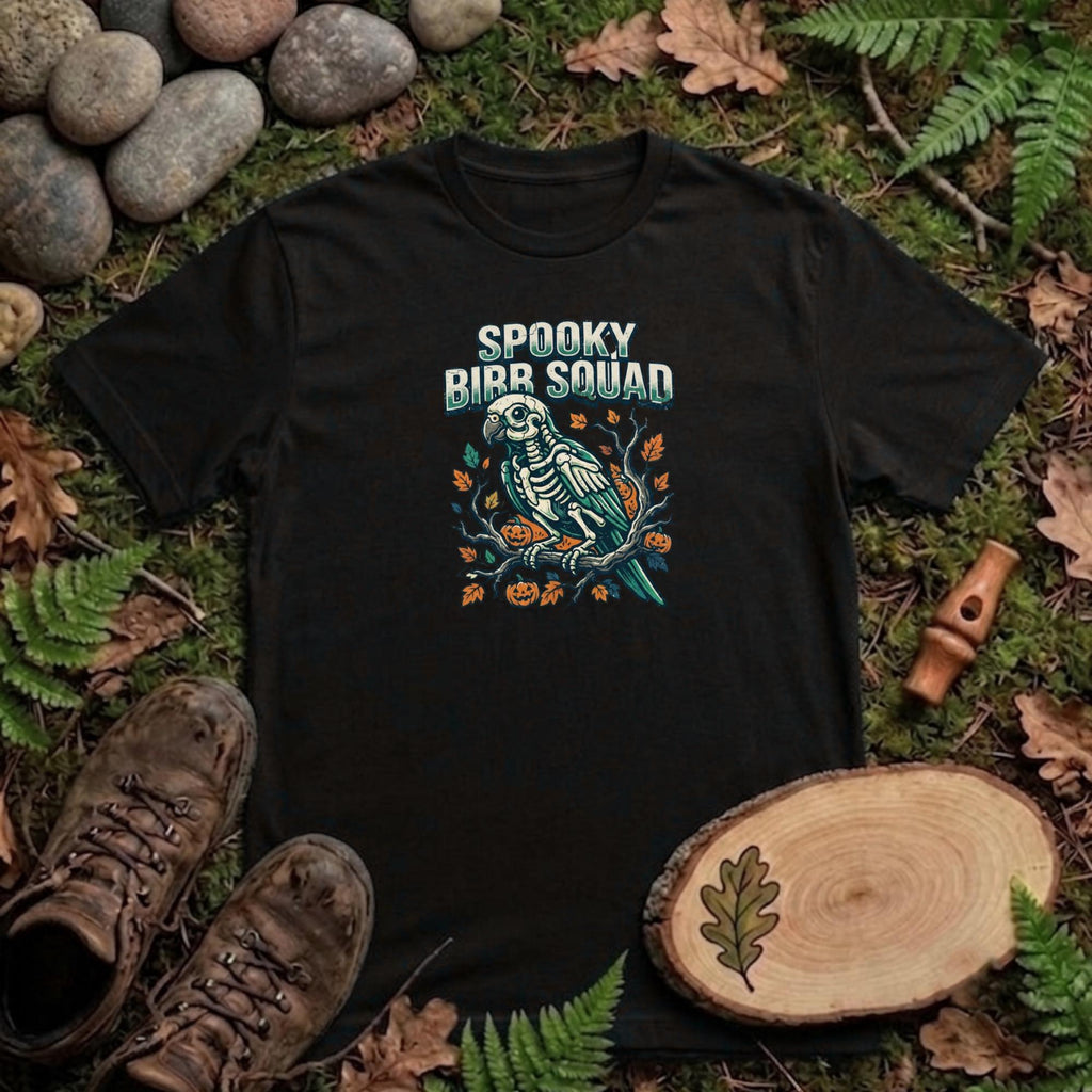 Spooky Bird Squad Shirt, Macaw Skeleton Halloween Tee, Funny Parrot Lover Gift, Gothic Bird Anatomy, Trick or Treat Apparel, Spooky Season