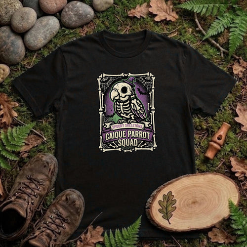 Caique Parrot Halloween Shirt, Spooky Skeletons Bird Squad Tee, Cute Caique Lover Gift, Funny Parrot Anatomy Apparel, Gothic Bird Owner Gift