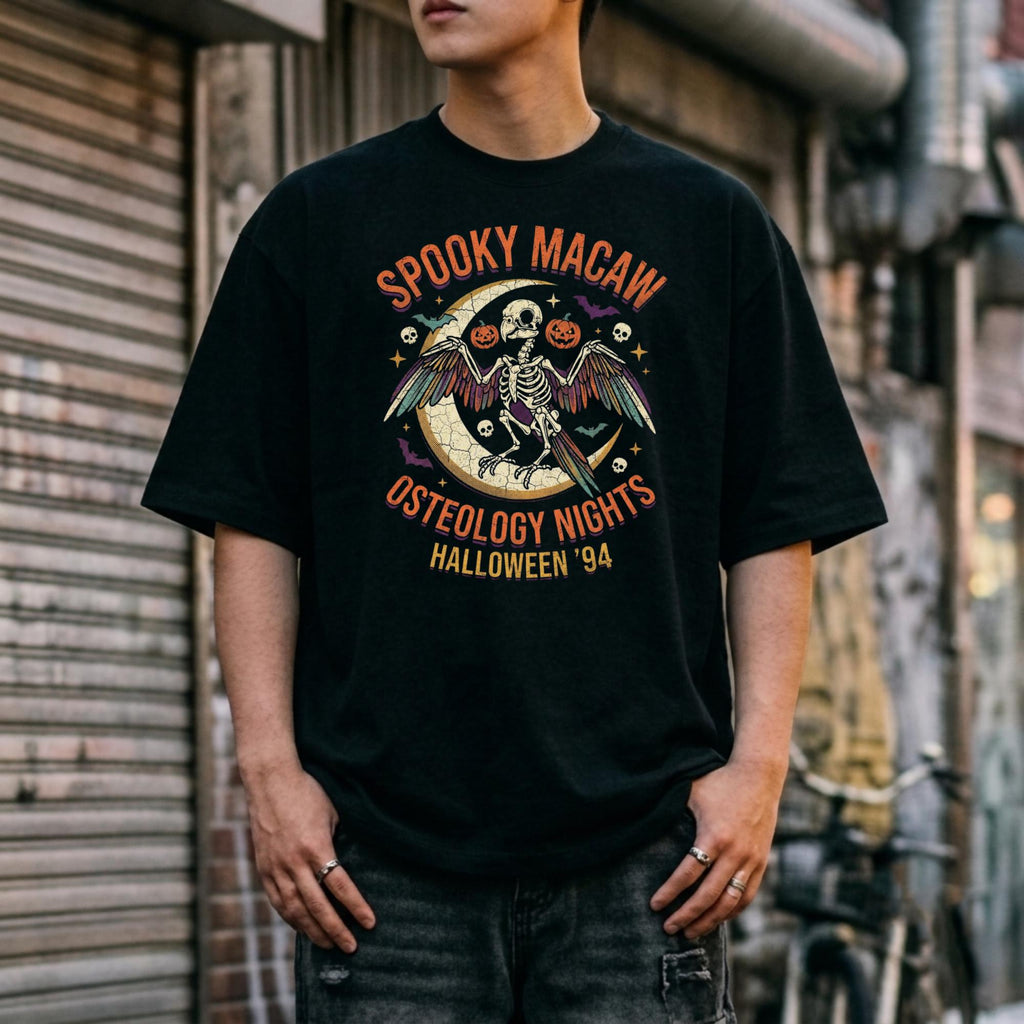 Spooky Macaw Halloween Shirt, Osteology Nights Parrot Tee, Funny Bird Skeleton Gift, Macaw Lover Apparel, Gothic Bird Graphic, Spooky Season